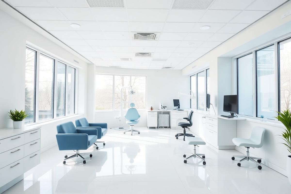Modern dental practice reception area with natural light
